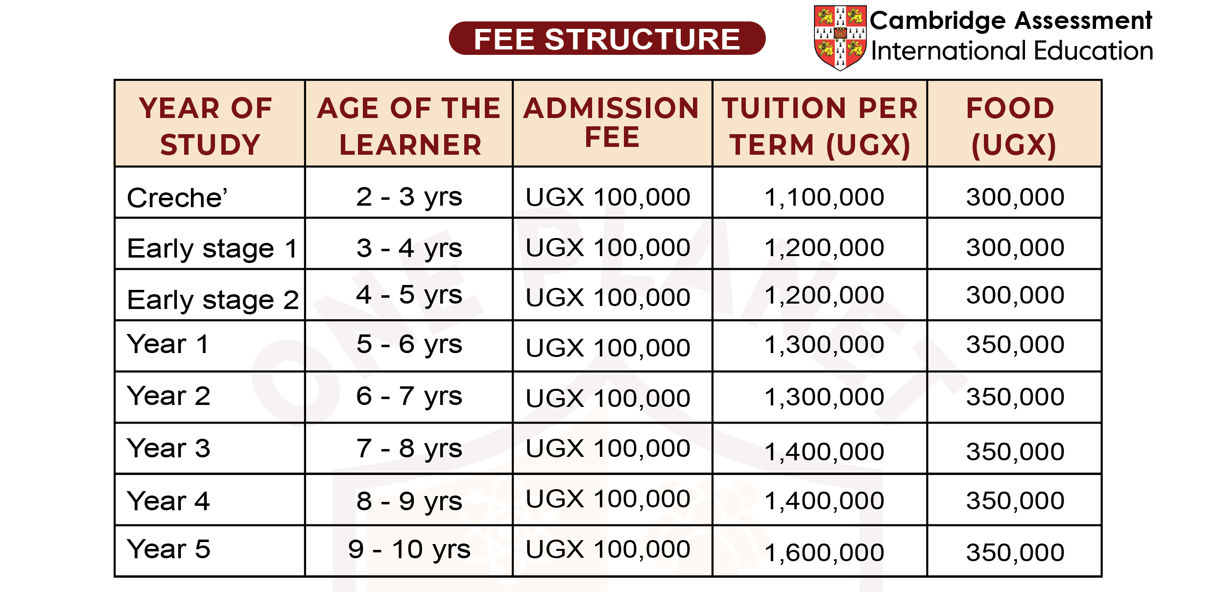 FEES STRUCTURE 1-01